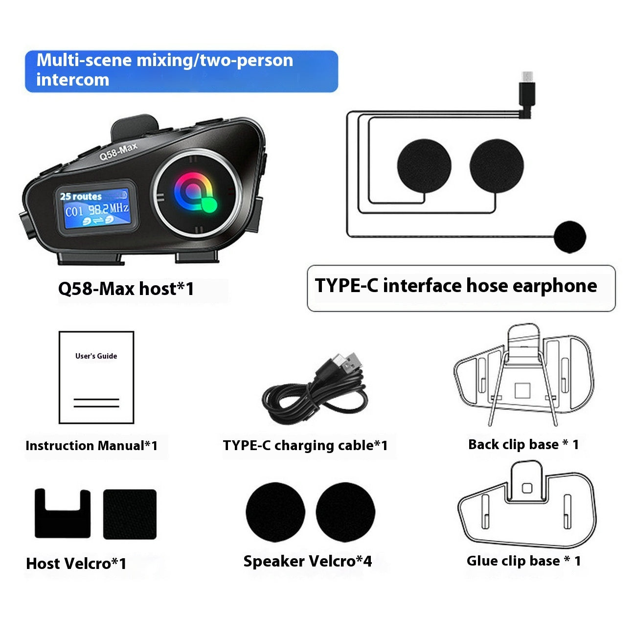 Helmet Bluetooth-Compatible Intercom Headset