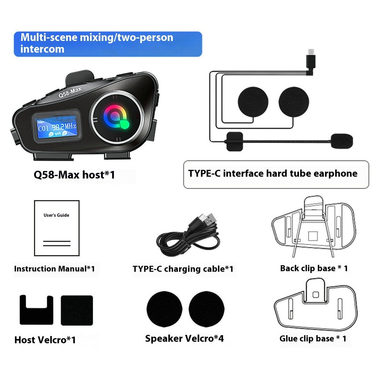 Helmet Bluetooth-Compatible Intercom Headset