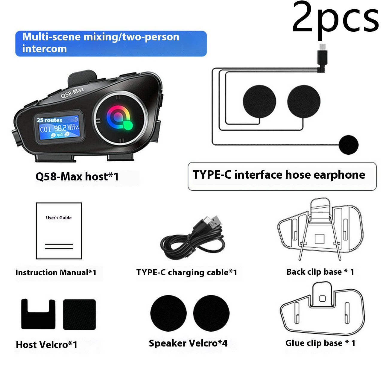 Helmet Bluetooth-Compatible Intercom Headset