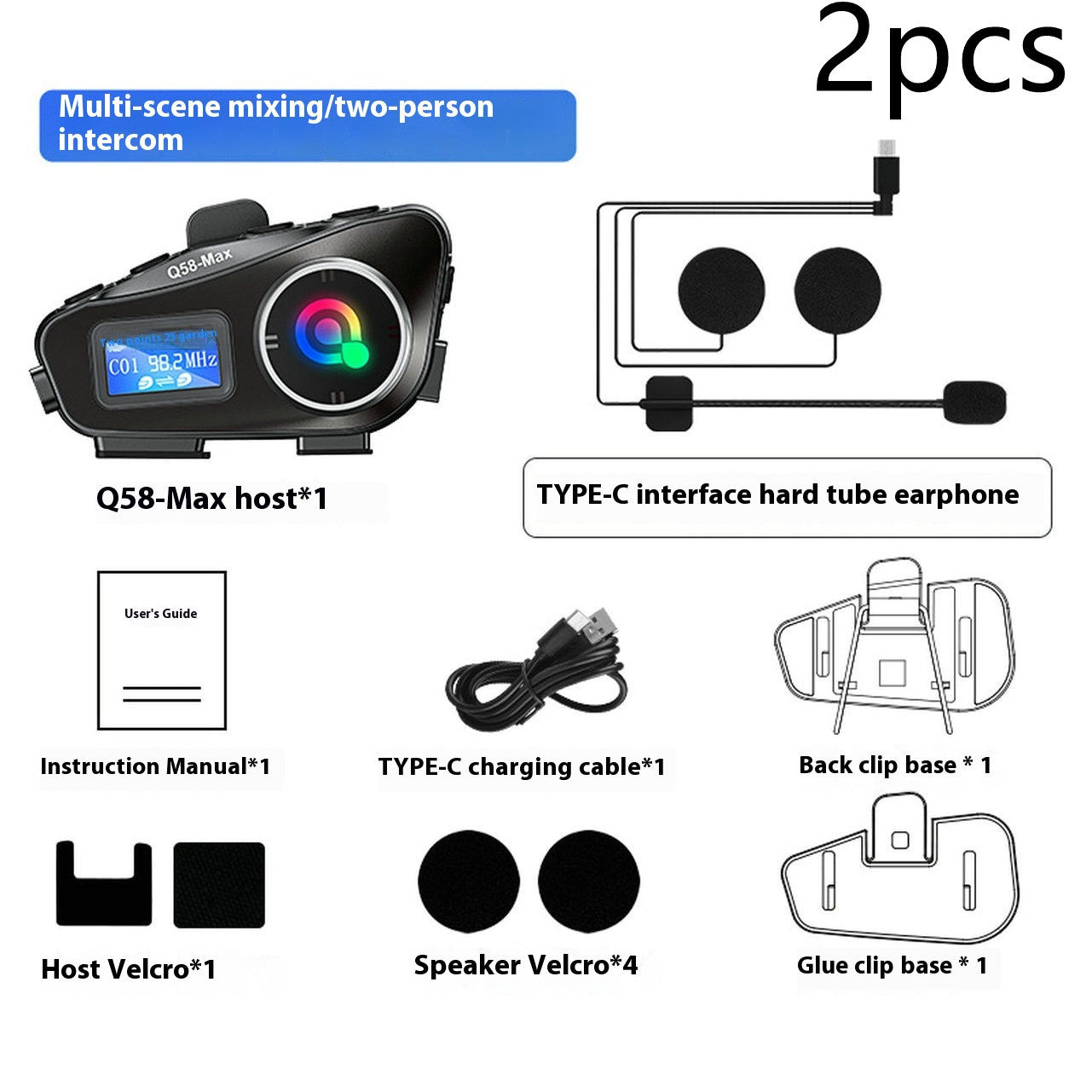 Helmet Bluetooth-Compatible Intercom Headset